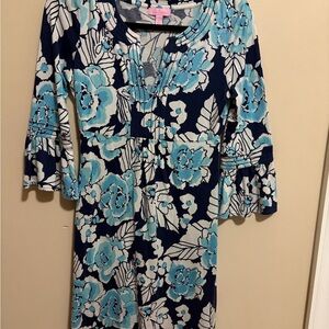 Lilly Pulitzer Blue and White Floral Top